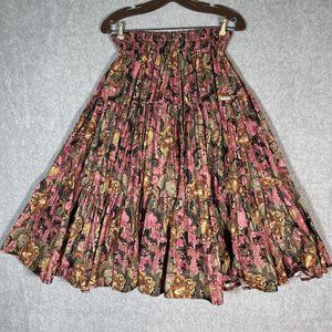 Mo betta Midi Skirt Womens LArge Multi Color Purple Floral Tiered Full A-Line